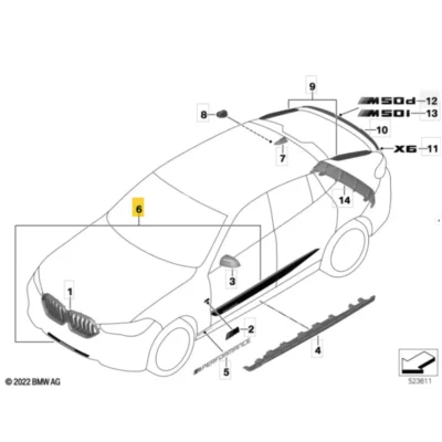 OEM BMW M Performance Side Foil X6 G06 - 51142469098