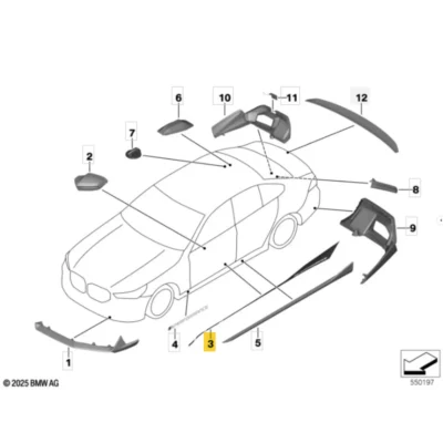OEM BMW M Performance Side Panel Film M5 G90/G99 82145B4CB34