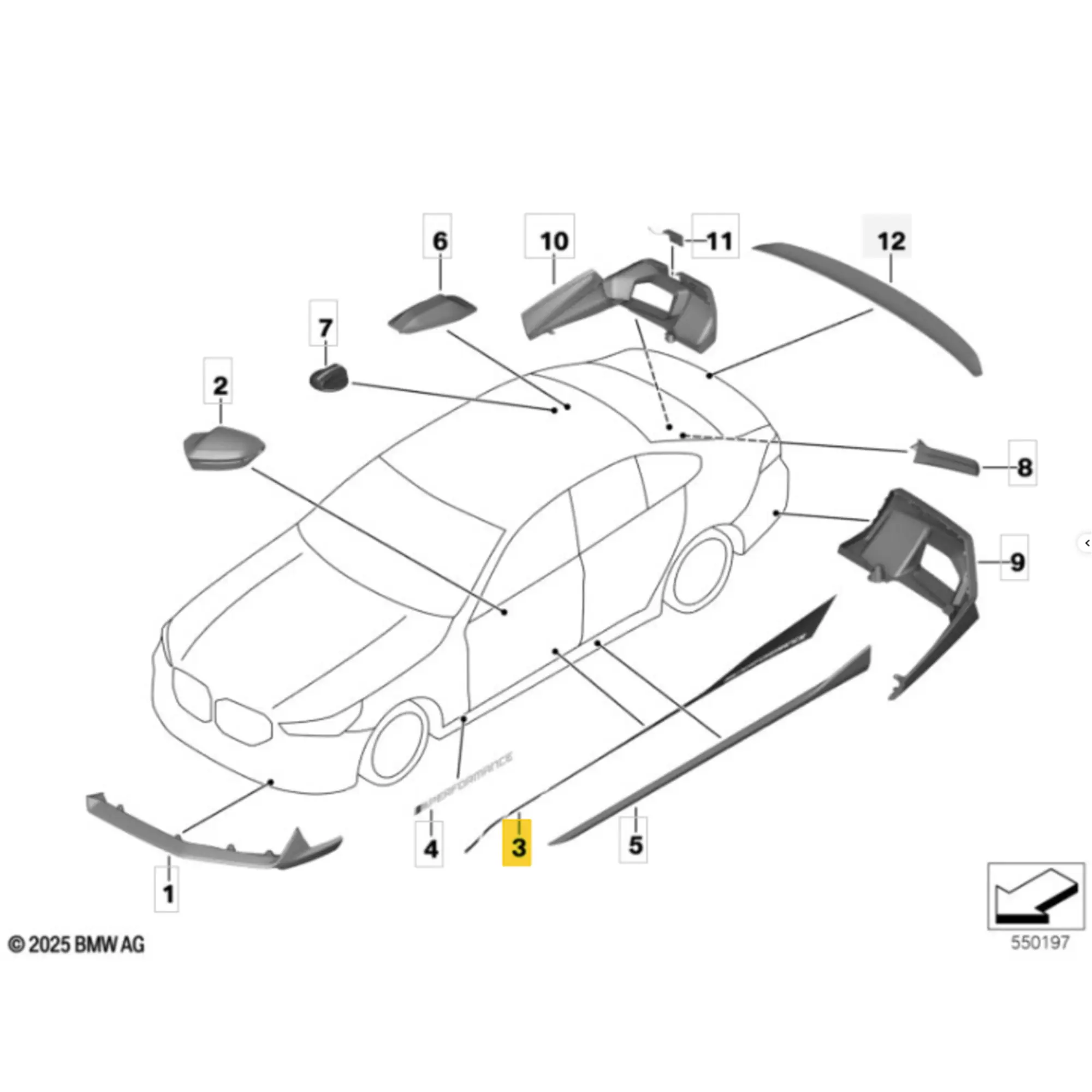 OEM BMW M Performance Side Panel Film M5 G90/G99 82145B4CB34