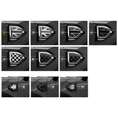 OEM MINI side scuttles F60 Countryman, all designs incl. Union Jack, Gold Jack, chequered and black matt sets